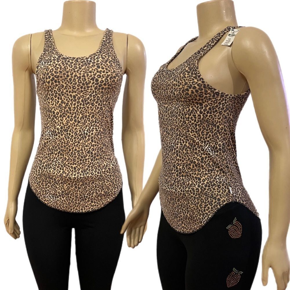 Victoria’s Secret PINK Ribbed soft tank top Animal print Xsmall